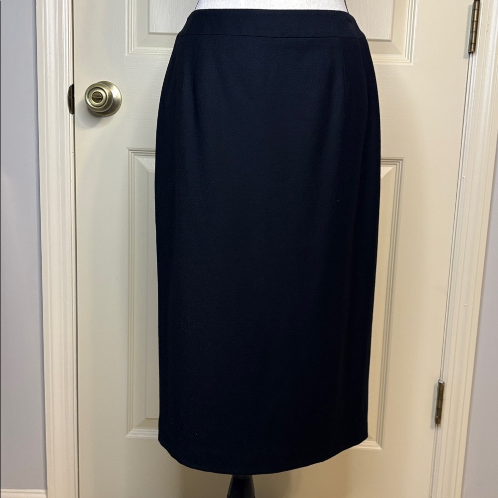 Vintage Wool Talbots Petites Classic Black Midi Skirt 6P